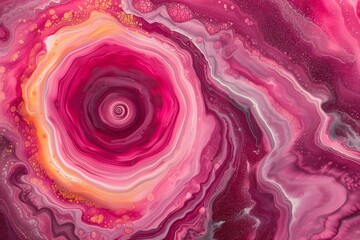 Abstract Pink and Maroon Fluid Art Pattern with Swirling Textures and Glistening Details