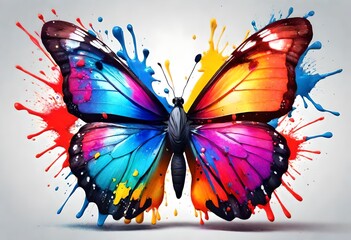 Colorful butterfly cut out - obrazy, fototapety, plakaty