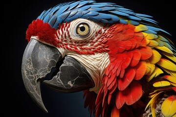 Obraz premium Close up of parrot head. ai generated