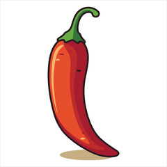 red bell pepper line art cartoon style vector
