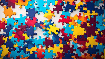 Puzzle background with vibrant abstract shapes and calming tones helpful for mental health