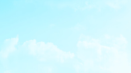 Blue sky pastel with white cloud. Clear cumulus summer sky. Light soft blue backdrop. Cloudscape...