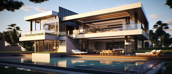Sleek and contemporary architectural masterpiece with a touch of modernist design, v52 style, image 00059-02 RL.