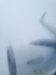 airplane engine in pouring rain