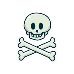 Human skull with bones. Vector. Cartoon. Isolated on white background