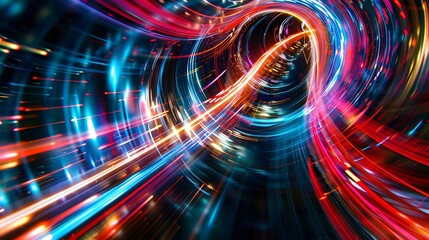 Obraz premium Abstract background technology colorful neon of Motion in Space