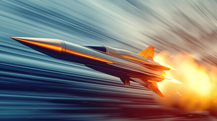 hypersonic missile in high speed flight. - obrazy, fototapety, plakaty