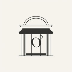 Minimalist Architectural Logo Featuring Circular Element and Pillars with Arch