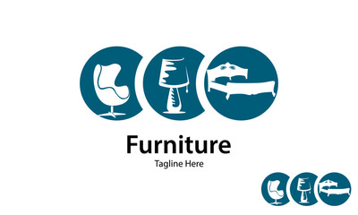 Furniture Logo Design Template. Interior Room Gallery Logo.