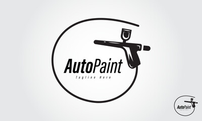 Auto Car Paint Machine Logo Design Template. Auto Paint With Spray Gun.