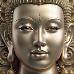 close up portrait of golden Budda. religion concept. Ai generated