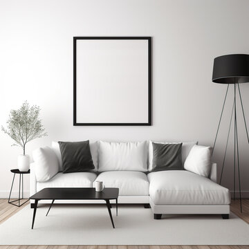 modern living room with sofa white aesthetic generative ai