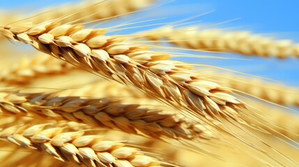 ears of wheat on blue sky