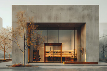 Contemporary Elegance: Minimalist Storefront Capturing Modern Simplicity and Clean Design