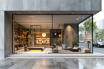 Contemporary Elegance: Minimalist Storefront Capturing Modern Simplicity and Clean Design