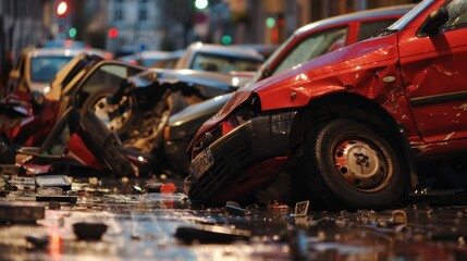 Pathetic car crash accident pile up - obrazy, fototapety, plakaty