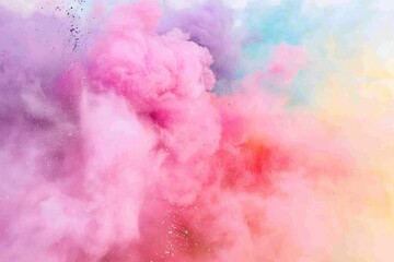 colorful rainbow holi paint color powder explosion isolated white wide panorama background