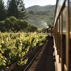 Taking a scenic train ride through rolling vineyards and wineries