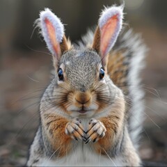 Naklejka na ściany i meble Squirrel with bunny ears