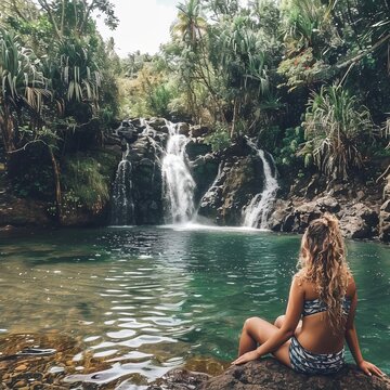 Stumbling upon a hidden waterfall in a secluded tropical paradise