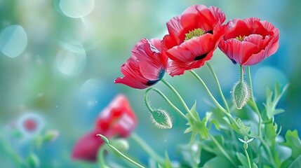 poppies flower background. Generative AI
