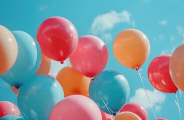 background with colorful balloons on the blue background