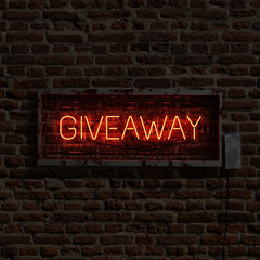 Fototapeta premium Orange Giveaway Neon With Brick Background