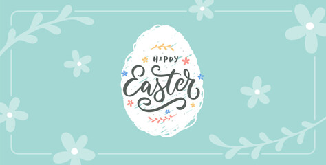 Easter banner template. Trendy minimal style. Happy Easter design for use in greeting card, poster and web. Holiday illustration in flat style