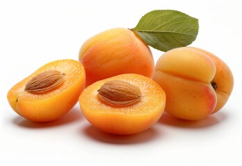 Apricot fruits with on white background