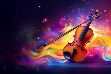 Fototapeta premium violin with abstract colorful dust background