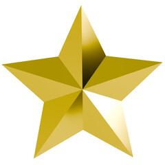 Gold Metallic Yellow Star Transparent Png - 3D Render