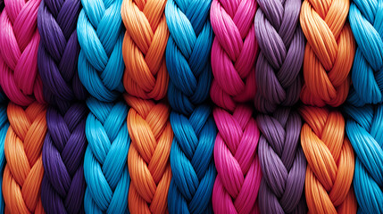 Abstract colorful rope texture background, soft knitted wool texture close-up background - obrazy, fototapety, plakaty