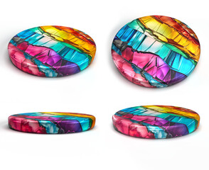 Round colorful stone podium platform for product presentation isolated on transparent background render