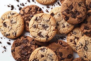 Fototapeta premium Cookies Kurabe On White Background Background Top View, Generative AI Illustration