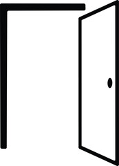Entrance Open door, realistic doorway icon symbol. Art design black door template. Abstract concept graphic open, close house element. Stock vector