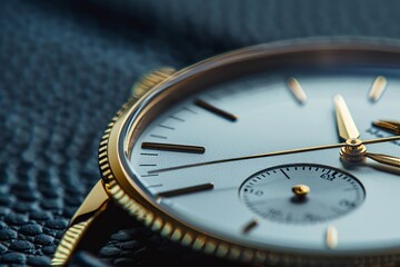 Elegant Gold Watch on Dark Background: Close-Up