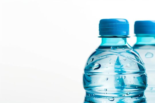 Water Bottles Isolated on White Background with Space for Text