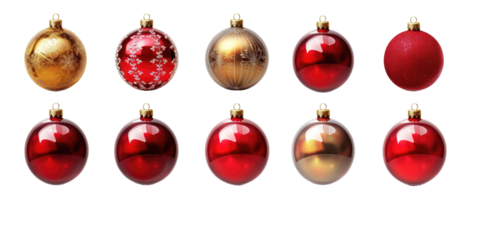 Collection set Christmas ball decoration isolated on transparent a white background
