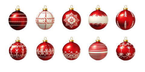 Collection set Christmas ball decoration isolated on transparent a white background
