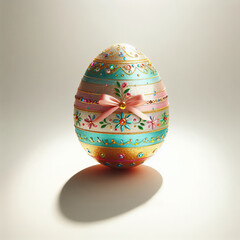 A painted Easter egg on a white background.
