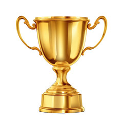 Gold trophy cup isolated on transparent a white background