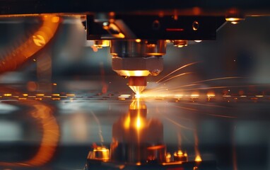 A powerful laser beam precisely cutting metal, showcasing industrial laser use