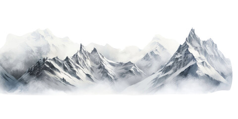 Obraz premium Snow capped mountains isolated on transparent a white background