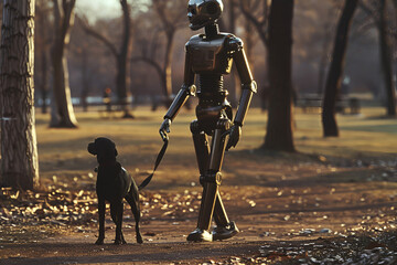 Robot walking a dog