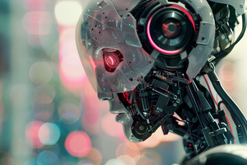 Fototapeta premium Robot Face Thinking 