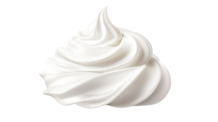 Whipped cream isolated on transparent or white background