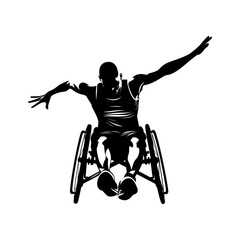 Silhouette paralympic athlete perform in sport black color only