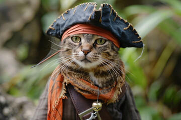 cat dressed as a pirate