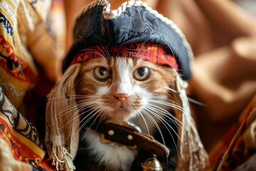 cat dressed as a pirate