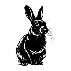Silhouette rabbit or bunny animal black color only